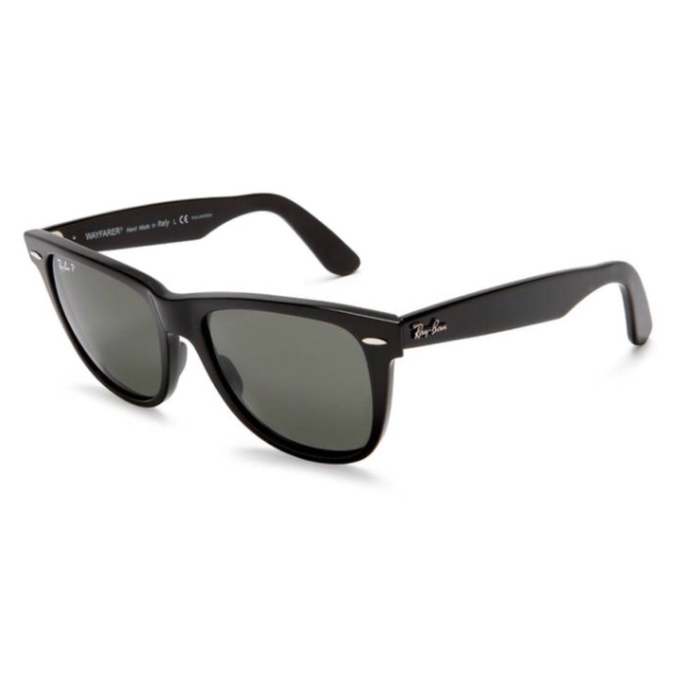 EUC Matte Black/ Green Rayban Wayfarer Sunglasses
